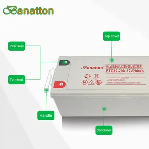 Banatton-batería Solar De GEL De ácido De plomo, acumulador De batería De Litio, 12V, 200AH