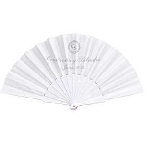 Éventails pliants en tissu de soie blanche QM pour femmes/hommes, avec poignée en plastique, pour cadeaux, artisanat et danse - Product Image 4