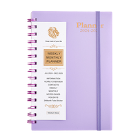 2024 gros haute qualité A5 spirale livres 100 feuilles mensuel prévu Journal avec couverture en cuir couture reliure Style imprimé