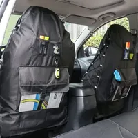 Housse de protection durable Oxford imperméable pour sièges de voiture avant avec sacs de rangement Housse avant anti-rayures pour siège de voiture