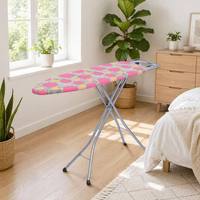 Planche à repasser autoportante en maille métallique, réglable en hauteur sur 7 niveaux, table à repasser pliable avec repose-fer à repasser