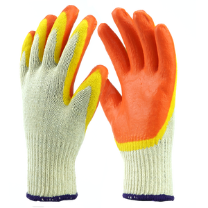 USA Direct Gants de sécurité en coton orange jaune à double paume enduite de latex Gants de travail industriel enduits de latex orange à double trempage - Product Image 1