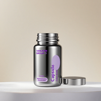 Versilberte Luxus-Glaskapsel-Flaschen für Nahrungsergänzungsmittel 150ml 200ml 250ml Bernsteinfarbener Gesundheitsbehälter mit Individuellem Logo
