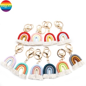 <span class=keywords><strong>Porte</strong></span>-clés arc-en-ciel en <span class=keywords><strong>laine</strong></span> fait main pour filles Design mignon avec gland en métal souple pour cadeau et promotion - Product Image 3