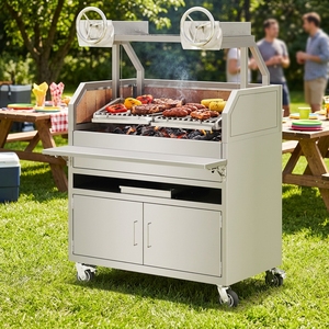 Parrilla Argentina Comercial de Carbón con Doble Volante y Parrilla Ajustable, Máquina de Barbacoa Móvil para <span class=keywords><strong>Restaurante</strong></span> - Product Image 1
