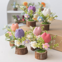 OEM ODM Pot de fleurs en crochet de tournesol fait à la main fil de laine à tricoter pour la fête des mères remise des diplômes nouvel an