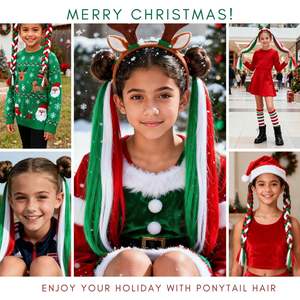 ต่อผมหางม้าสีแดง/ขาว/<span class=keywords><strong>เขียว</strong></span>สำหรั<span class=keywords><strong>บ</strong></span>เด็ก ต่อผมหางม้าแ<span class=keywords><strong>บ</strong></span><span class=keywords><strong>บ</strong></span>มีเส้นใย<span class=keywords><strong>ประกาย</strong></span> พร้อมยางรัดผม หลากสี สำหรับเด็กผู้หญิง - Product Image 4