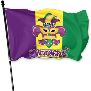 Guirlande de drapeaux personnalisée Fleur-de-lis Mardi Gras, bannière de carnaval de la Nouvelle-Orléans, drapeaux à thème pour la décoration de la cour et des clôtures - Product Image 3