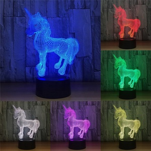 1 lampe LED <span class=keywords><strong>3D</strong></span> à couleur changeante en forme de <span class=keywords><strong>licorne</strong></span>, lumière changeante entre 7 couleurs, luminaire décoratif d'intérieur, Usb, 5v - Product Image 6