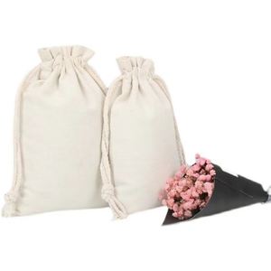 Sacs en coton à cordon de serrage prêts à être expédiés en gros, sacs pour aliments et légumes - Product Image 4