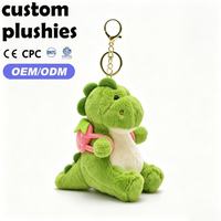 Llavero de Peluche de Dinosaurio Verde de Dibujos Animados Personalizado de Fábrica con Bolsa Pequeña de Fresa como Premio para Estudiantes