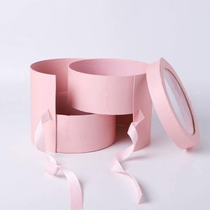 Plain Circle Packaging Floral Boxes Fresh Color Small Round Paper Cardboard Flower Rose Chocolate