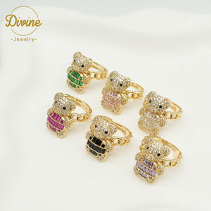 Anillos de Oso Teddy Ajustables con Circonitas al por Mayor, Joyería Chapada en Oro, Anillos de Hombre Estilo Hip Hop, Anillos Creativos de Osito Pequeño y Lindo para Regalos de Niña - Product Image 2