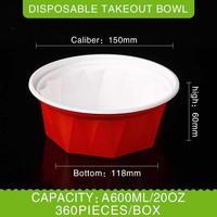Boîte d'emballage jetable rouge et blanche de calibre 150, de qualité alimentaire, récipient micro-ondable pour la restauration rapide et les services de traiteur