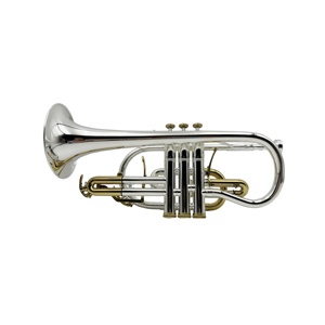 Trompeta <span class=keywords><strong>Corneta</strong></span> SEASOUND de Alta Calidad en Si Bemol con Cuerpo de Latón, Gatillo, Superficie Plateada y Llaves Doradas OEM JYCT408DSG - Product Image 2