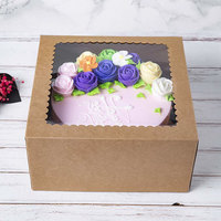 Boîte à gâteau d'anniversaire en papier kraft personnalisée de 8 pouces avec fenêtre, recyclable, laminage mat et gaufrage
