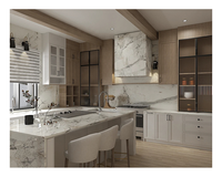 Armoires de cuisine en aluminium blanc perle vintage de style européen, modulaires, prêtes à assembler