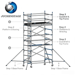 Torre di Ponteggio Mobile in Alluminio con Piattaforma e Ruote per Eventi, Costruzioni, Pittura e Ristrutturazioni - Product Image 2