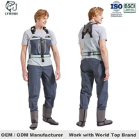 Cuissardes de pêche respirantes 4 couches personnalisées OEM, prix usine, étanches avec bandes thermosoudées en nylon pour la pêche à la mouche et la chasse au canard
