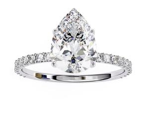 Anillos de Plata con Diamantes en Forma de Pera, Chapados en Oro Blanco de 18K, Joyería de Lujo Personalizada para Mujer - Product Image 1