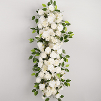 Guirlande de fleurs artificielles en soie pour événements et fêtes, chemin de table en roses artificielles, centre de table blanc pour décoration de mariage