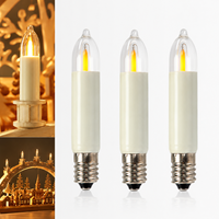Ampoule LED à filament T15 E10, type bougie, 8-55V 0.2W, lampe de remplacement pour arche de bougies de Noël Schwibbogen