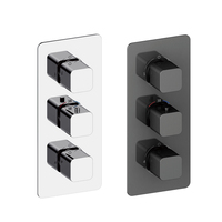 Ensemble de douche thermostatique encastré à cinq fonctions, finition brossée, mitigeur mural, idéal pour appartements et hôtels, design moderne