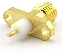 Konektor SMA Female SMA 2 Lubang Flens Jack Panel Mount Lurus RF Konektor dengan Insulator PTFE dan Terminal POS Solder