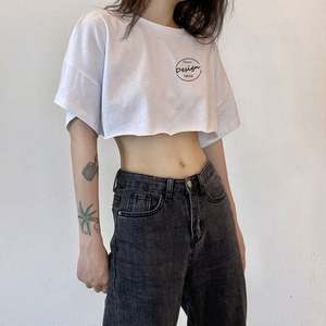 Camiseta corta de verano para bebé, camiseta Sexy fina en blanco, Camiseta 100% de algodón transpirable de alta calidad, camiseta lisa para mujer - Product Image 5