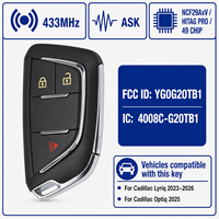 Untuk Cadillac Lyriq 5 Tombol Smart Proximity Key Pengganti 433MHz ASK NCF29AxV HITAG PRO 49 Chip FCC ID YG0G20TB1