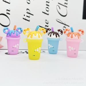 QYS Wholesale 3D Cartoon Milk Tea Cup Keychain Soft PVC Rubber Ice Cream Pendant Cute Colorful <b>Key</b> <b>Ring</b> for <b>Car</b> Bag and Gift - Product Image 5