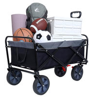 Chariot de camping pliable en métal, chariot utilitaire à quatre roues, chariot pliable grande capacité pour la plage, le pique-nique, le jardin