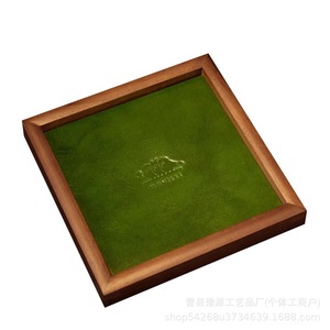 Walnut Wood Veneer <b>Storage</b> <b>Tray</b> Round Handmade Cowhide Lining Durability General Packaging Standing Type - Product Image 5