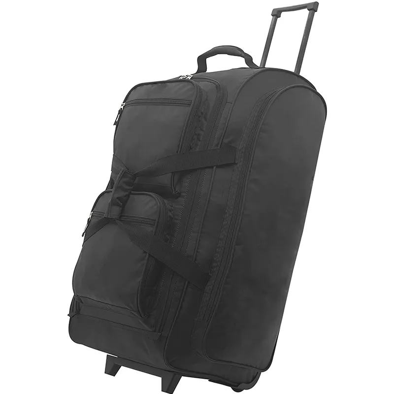 Factory Wholesale Great Quality Luxury Business Travel Duffle Suitcase Rolling Case Black Wheeled Luggage Trolley Bag
