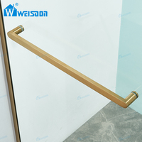 Weisdon Bon Prix Rectangle Or En Acier Inoxydable Sans Cadre Porte De Douche En Verre Trempé Salle De Douche