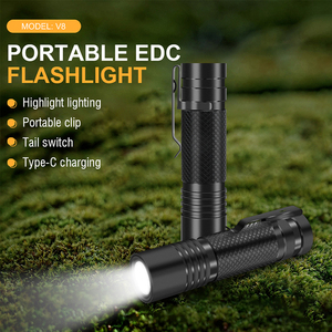 High Lumen 3000 Bright Portable <b>Type</b> <b>C</b> Rechargeable Aluminum Alloy Hat Clip Daily Emergency Safety LED Tactical Flashlight - Product Image 2