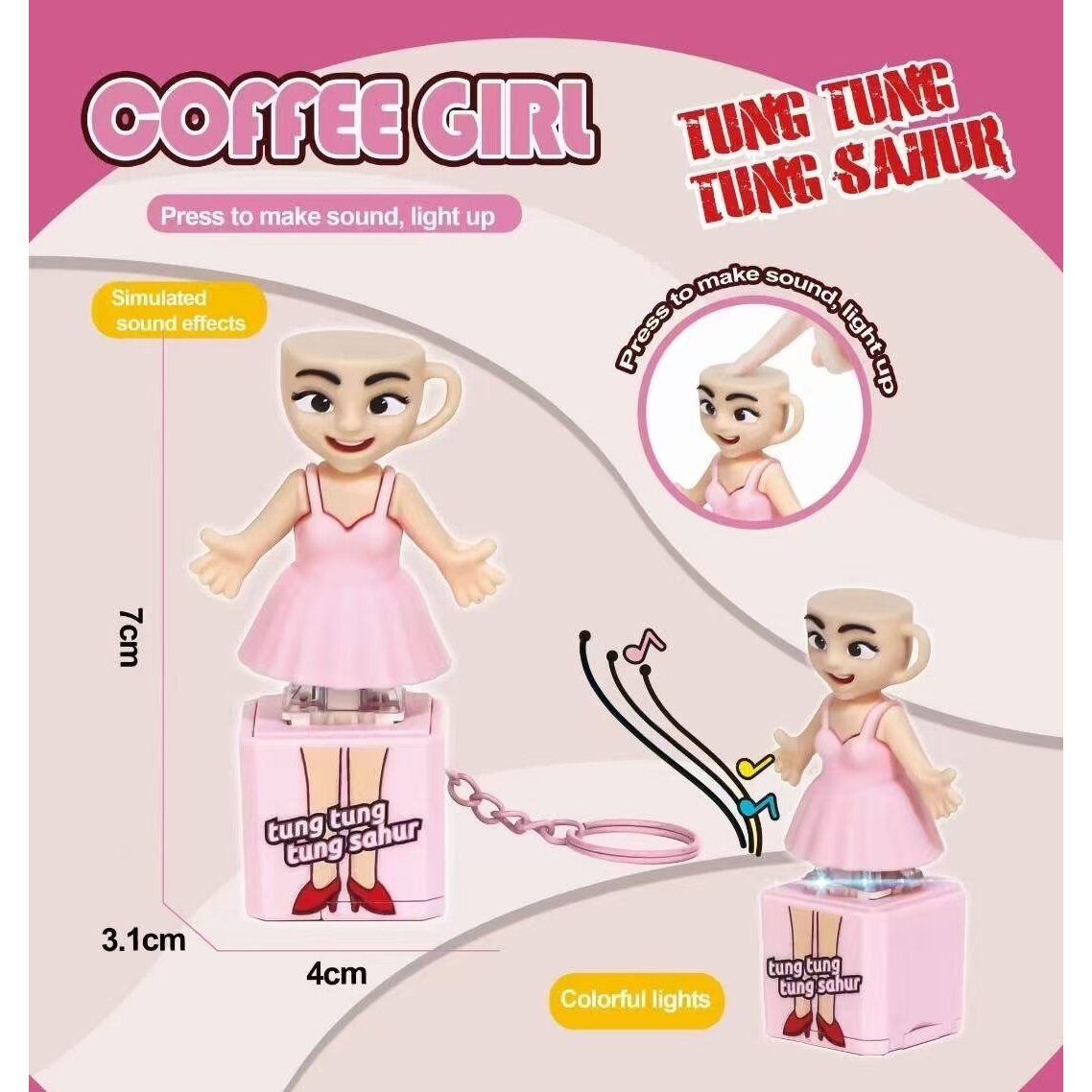 Botón iluminado Classic of Mountains and Seas Coffee Girl [en bolsa] Batería reemplazable