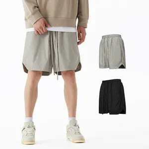 Unisex Custom Logo Lightweight Chilon and Polyester Blending Jogger Shorts Long Drawstring Street Wear Summer Shorts