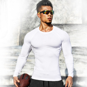 Men's Slim Fit Compression Long Sleeve Fitness Top Quick Dry High Elasticity Solid Color Blank for Running Basketball Exercise - Product Image 2