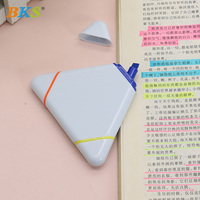 Stylo surligneur triangulaire 3 couleurs avec logo personnalisé OEM, 3 en 1, fluorescent, format poche, pour cadeaux promotionnels