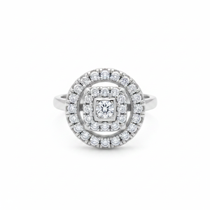Round Design White <b>CZ</b> Stone Square Shape Cluster <b>Ring</b> Wholesale Handcrafted 925 Sterling Silver Jewelry - Product Image 2
