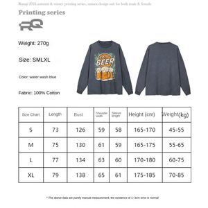 Venta al por mayor de fábrica: Camiseta de manga larga con capucha de algodón grueso estampada de marca de moda transfronteriza para hombre, estilo americano encerado con dibujos animados. - Product Image 5