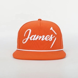 Custom High Quality Embroidery Logo Polyester Hat 5 Panel Laser Cut Hole Flat Brim Gorras <b>Waterproof</b> Metal Buckle Baseball <b>Cap</b> - Product Image 2