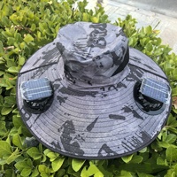 Sombrero con Ventilador Solar de Doble Aspas, Transpirable, 3 Velocidades, Visera con Ventilador para Verano, Protección UV, Viento Fuerte, Sombrero de Pesca, para Camping