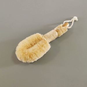 Natural Wood Handle <b>Bath</b> Cleaning Brush with Rope Wrapped Grip Soft Bristle Body Brush for Exfoliation - Product Image 4
