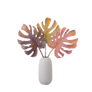 ใบมอนสเตอร่าประดิษฐ์ CallaFloral ของตกแต่งพลาสติกสำหรับบ้าน งานแต่งงาน สีเหลือง สีส้ม สีเขียวกาแฟ รุ่น CL40112 - Product Image 5