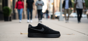 Swarovski Nike Air Force 1 Low Noir en faux daim à bout rond avec lacets et semelle extérieure en caoutchouc rembourrée, chaussures de marche décontractées unisexes - Product Image 2