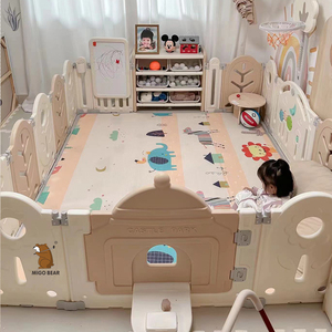 Hàng rào xếp gọn cho bé MIGO Bear, chất liệu nhựa thân thiện với môi trường, kích thước lớn, dùng trong nhà, có cầu trượt và xích đu cho trẻ em - Product Image 5