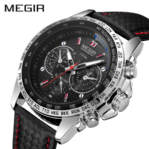<span class=keywords><strong>Orologi</strong></span> al Quarzo <span class=keywords><strong>Sportivi</strong></span> da Uomo Megir 1010, Reloj Montres Homme, <span class=keywords><strong>Orologi</strong></span> di Lusso da Uomo con Cinturino in Pelle, Moda Business - Product Image 2