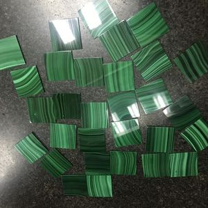 Pietra preziosa di lusso di alta qualità in pietra di Malachite quadrati in fogli solidi spazi vuoti intarsi gioielli che fanno 30*30*2mm - Product Image 4